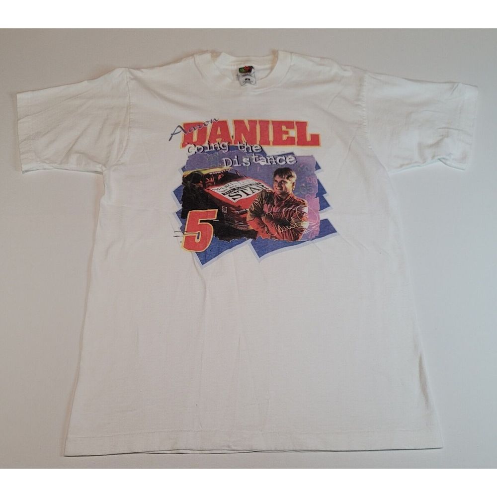 Aaron Daniels Nascar T-Shirt Mens Medium. Vintage 90s Single Stitch Racing‎ Tee.